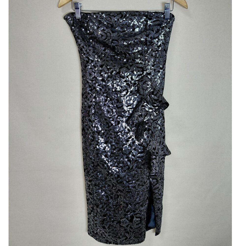 NWT Parker Black Sequin Midi Dress Black Solid Sleeveless Women Size 2